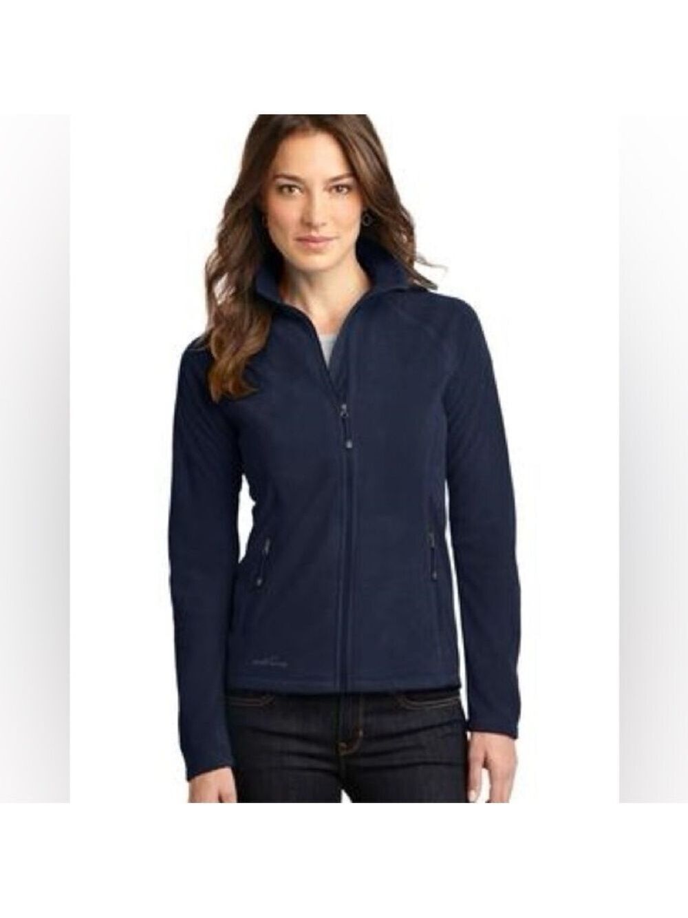 Ladies Eddie Bauer Navy Fleece Full Zip Lightweight Jacket, size M